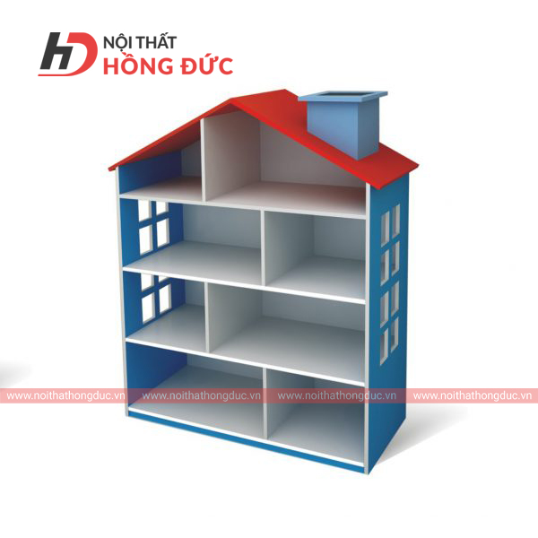 gia-sach-mam-non-hinh-ngoi-nha-TK05 Giá sách mầm non hình ngôi nhà TK05