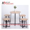 Bàn ghế Cafe tròn gỗ ghép