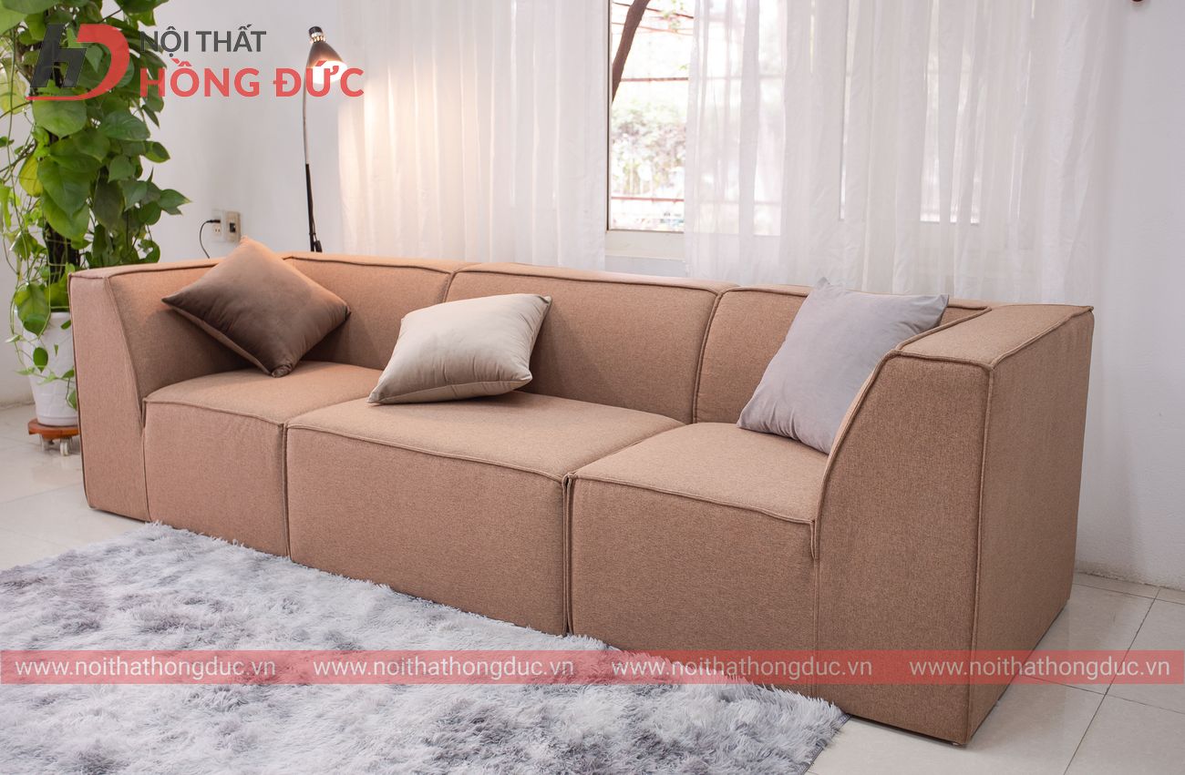 Sofa nỉ chữ L màu nâu