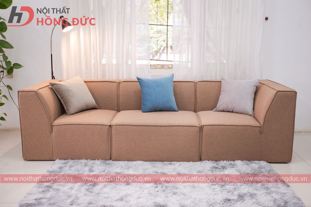 Sofa nỉ chữ L màu nâu