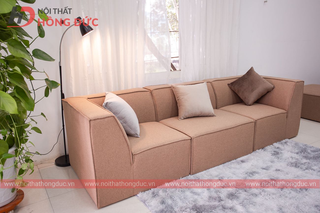 Sofa nỉ chữ L màu nâu