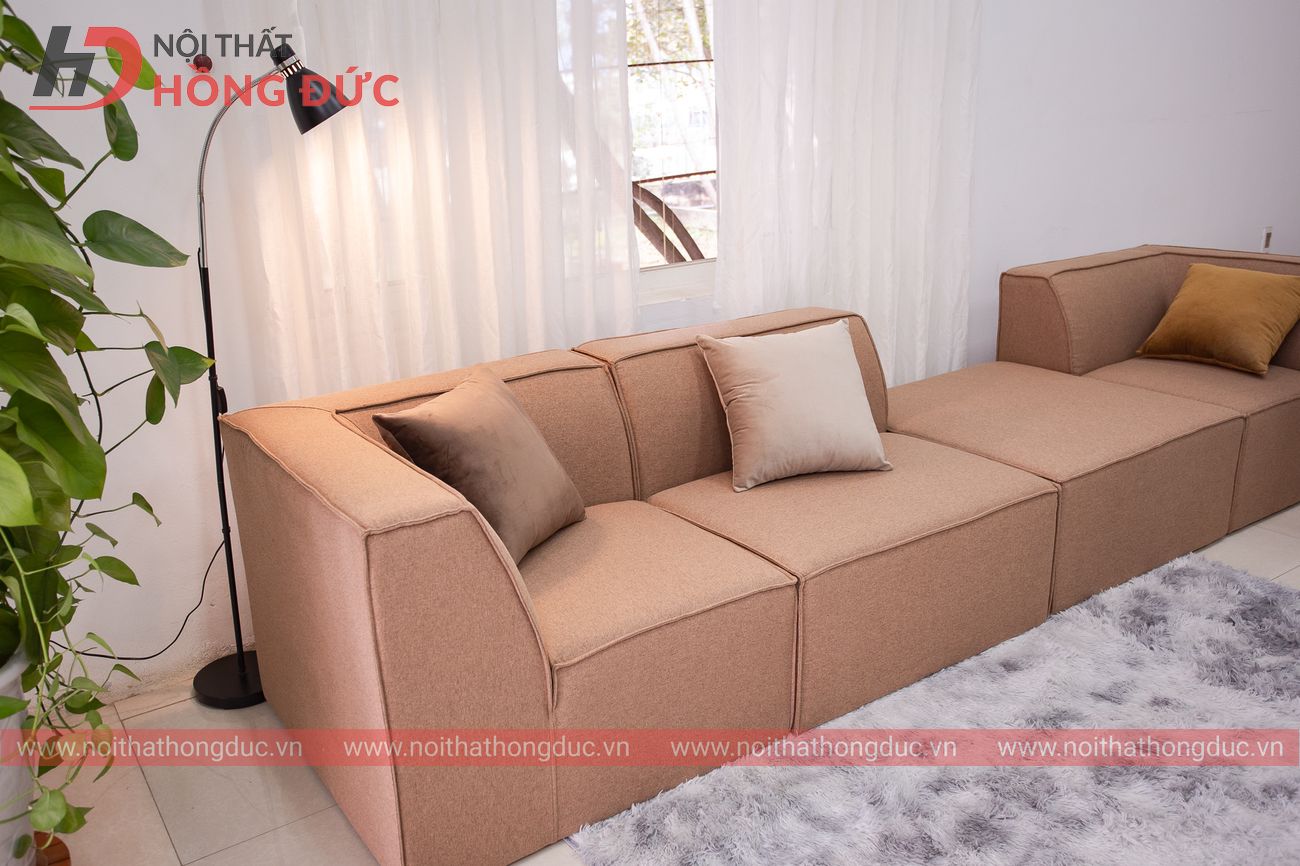 Sofa nỉ chữ L màu nâu