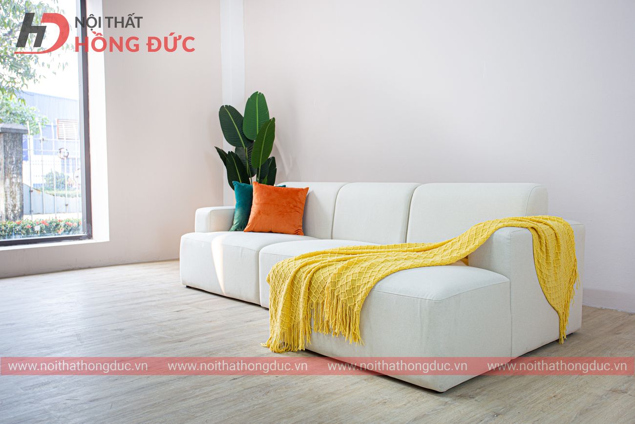 sản phẩm Sofa nỉ chữ L màu trắng