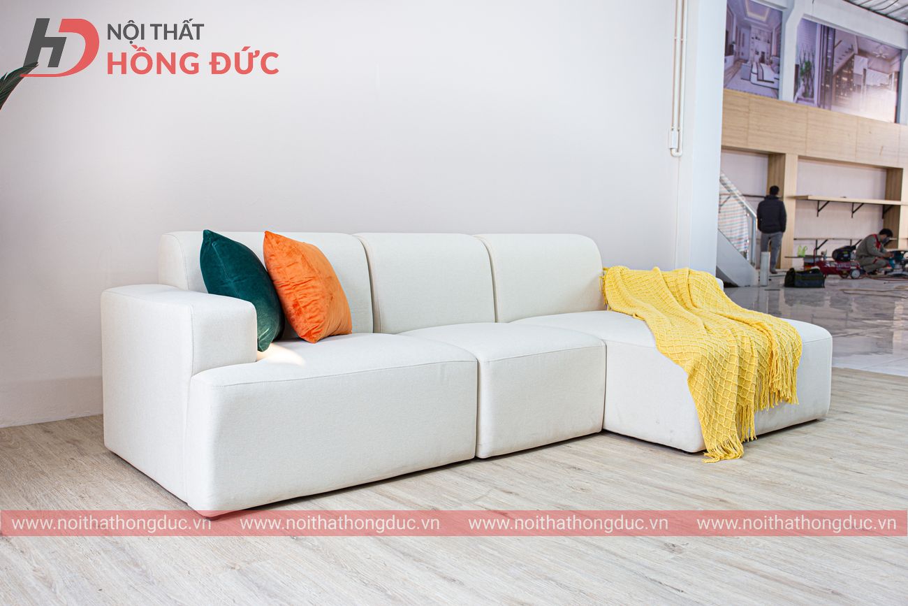 sản phẩm Sofa nỉ chữ L màu trắng