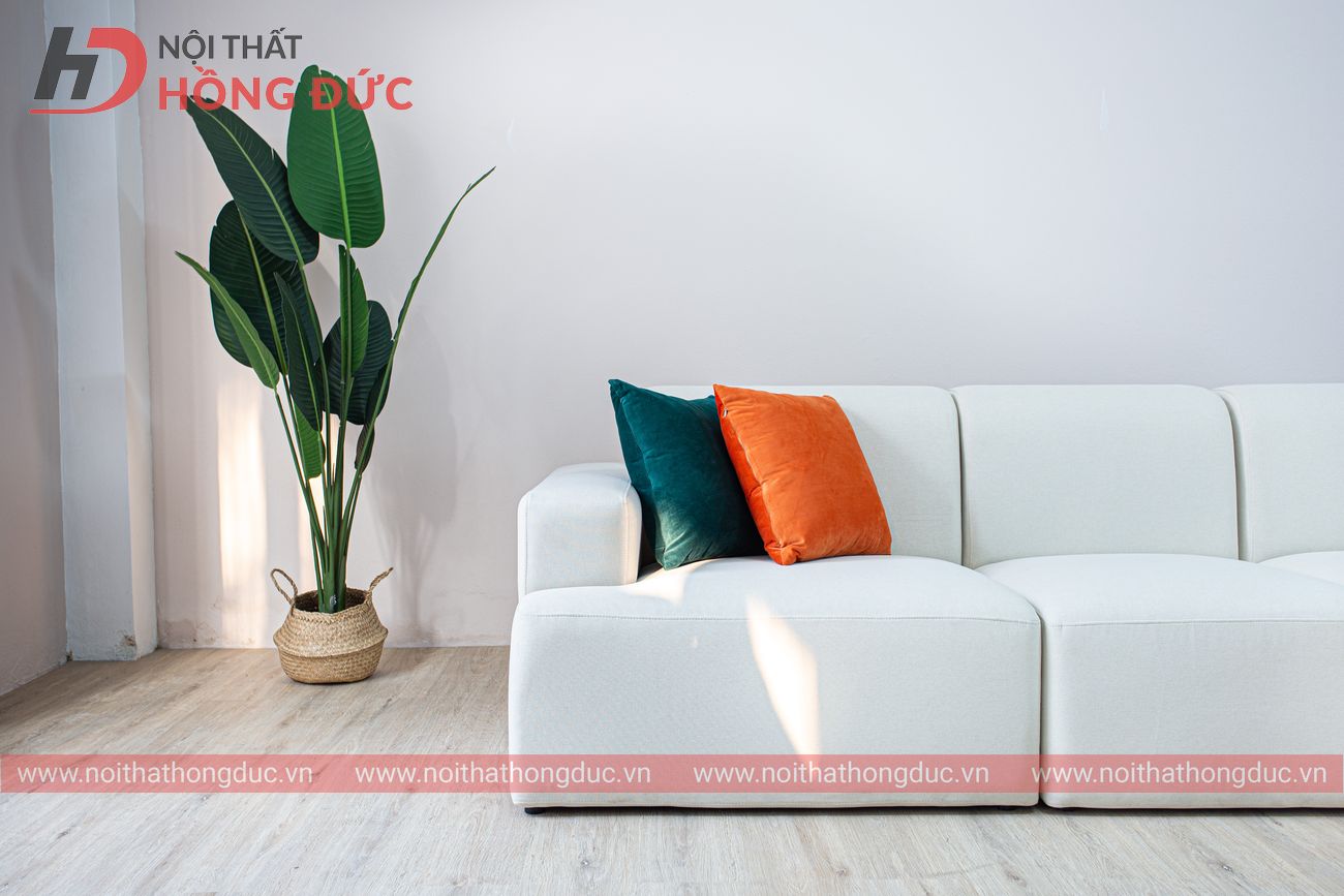sản phẩm Sofa nỉ chữ L màu trắng