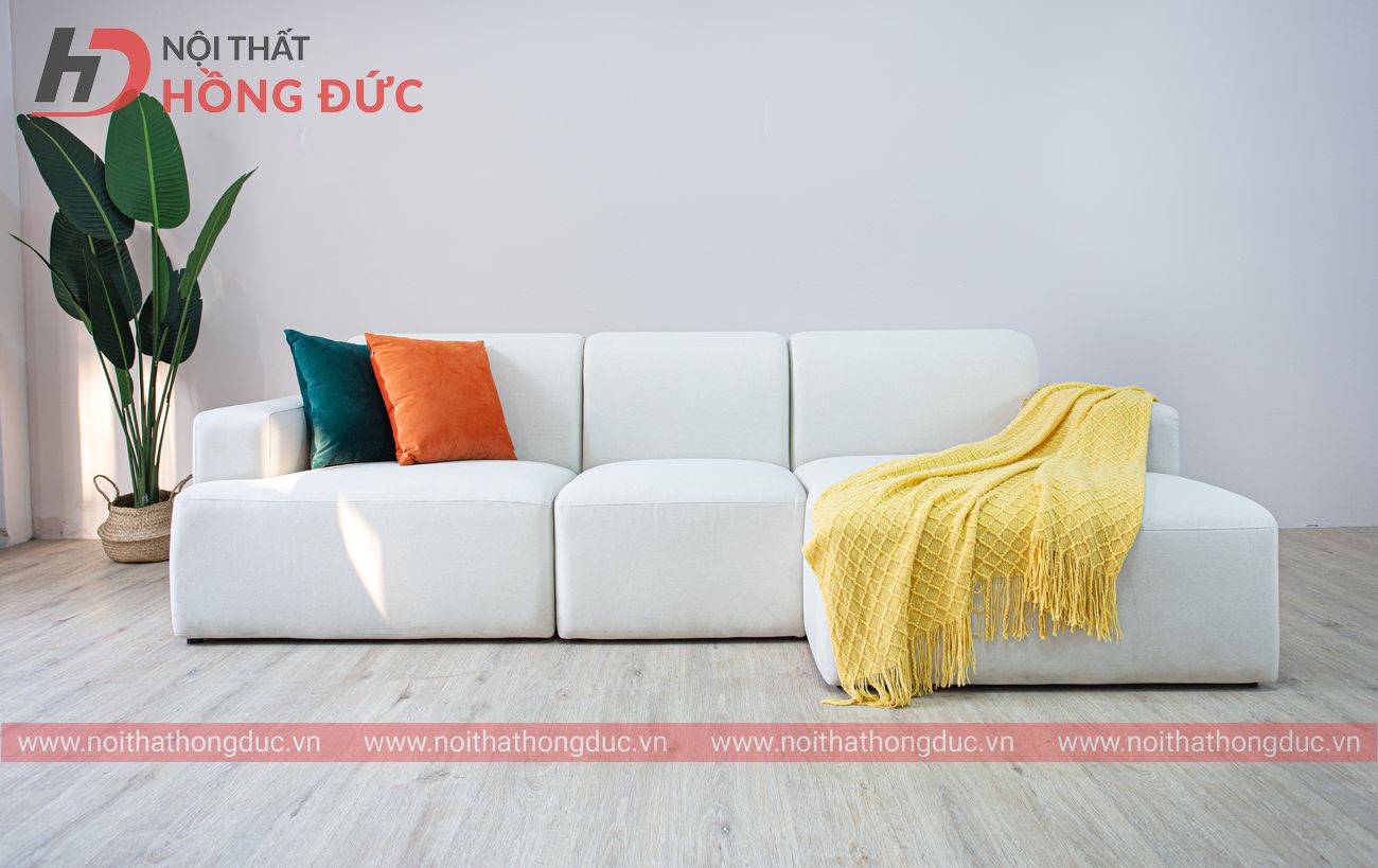 sản phẩm Sofa nỉ chữ L màu trắng