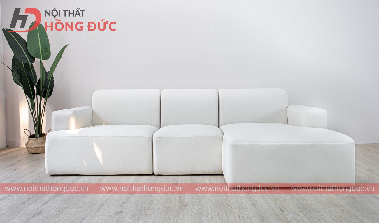 sản phẩm Sofa nỉ chữ L màu trắng