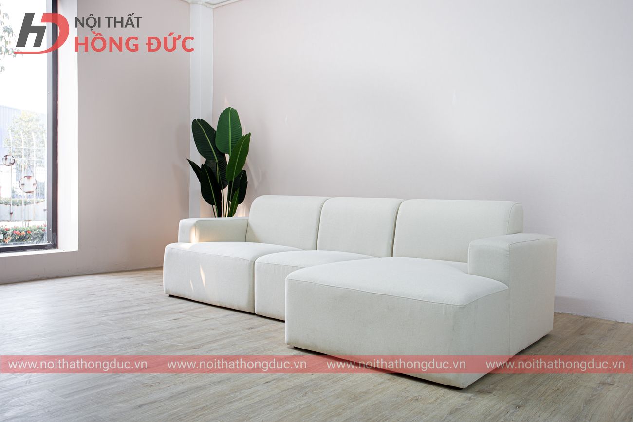 sản phẩm Sofa nỉ chữ L màu trắng