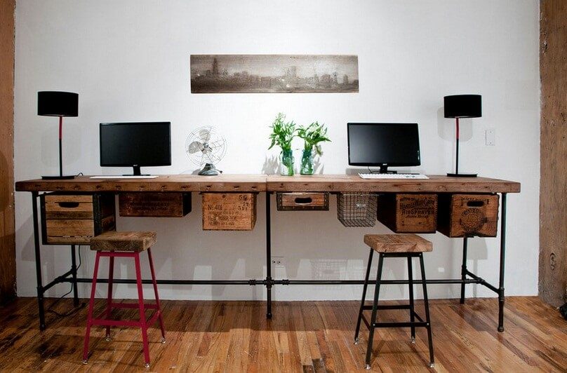 Thiết kế bàn máy tính đôi dạng cổ điển