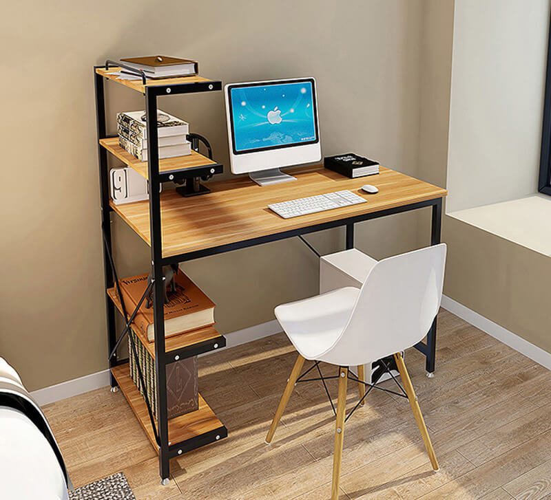 Bàn máy tính kèm giá sách