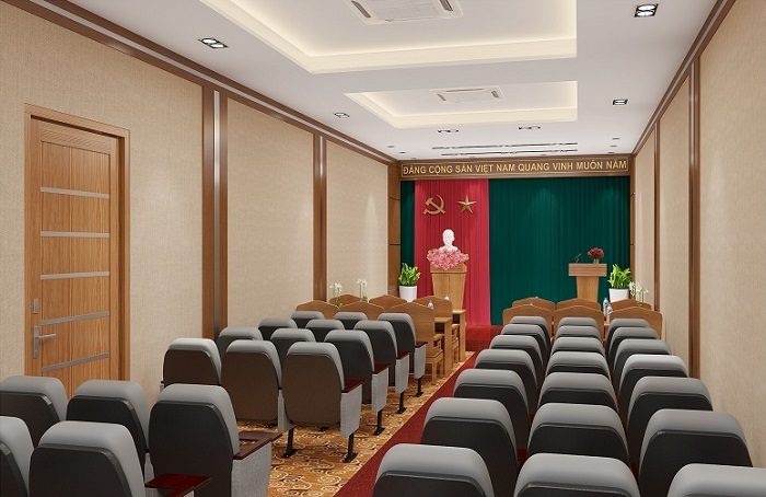 Mẫu bàn ghế gỗ hội trường nhỏ