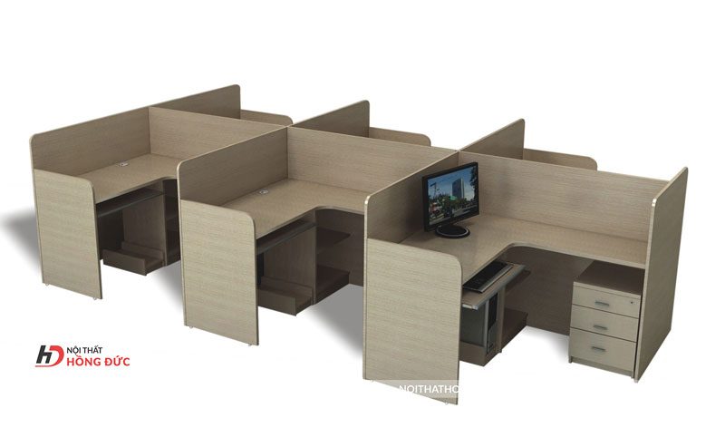 Cụm bàn làm việc chữ L 6 người