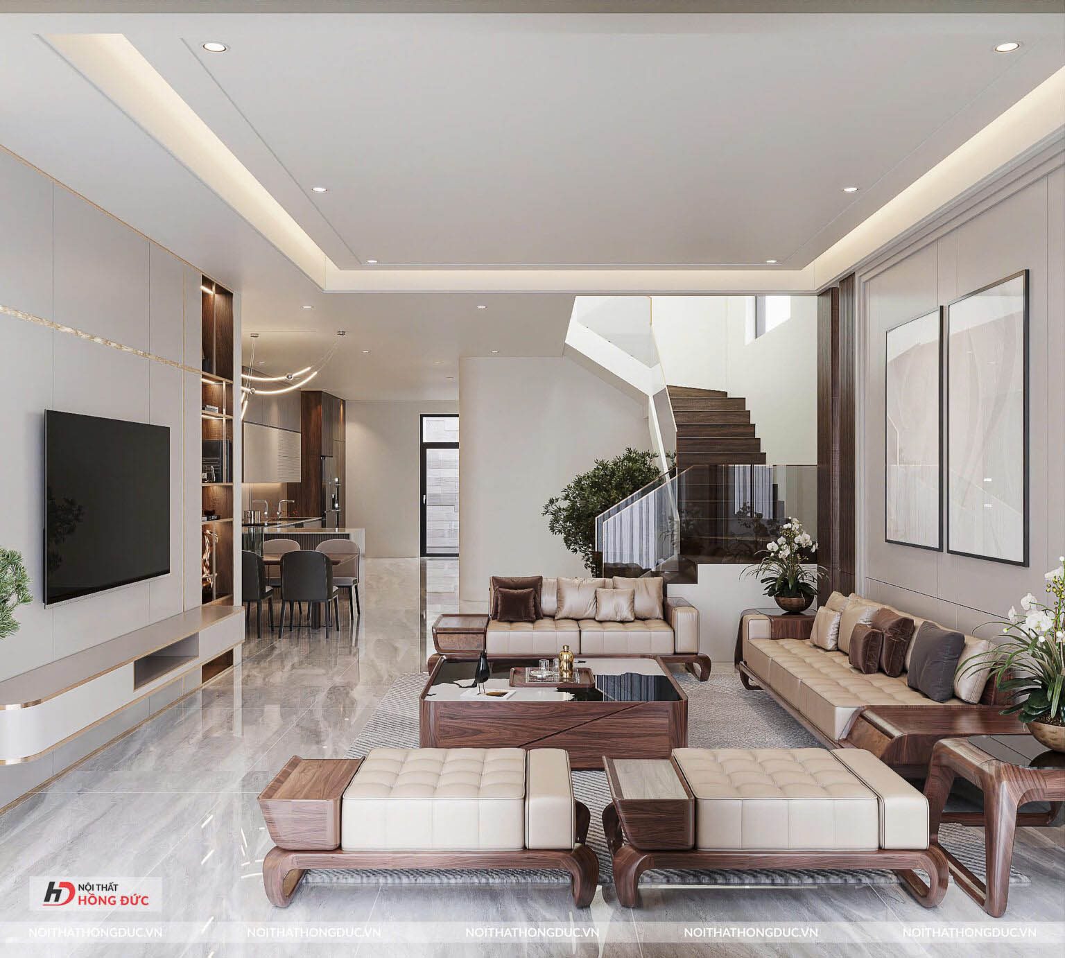 Không Gian Nhà Phố Nghi Sơn Full Gỗ An Cường