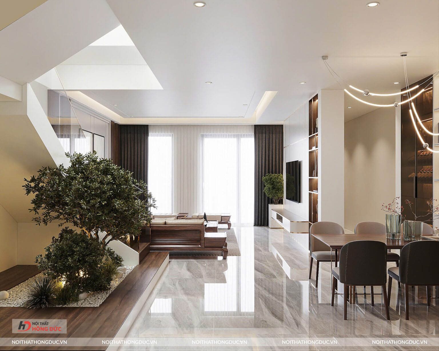 Không Gian Nhà Phố Nghi Sơn Full Gỗ An Cường