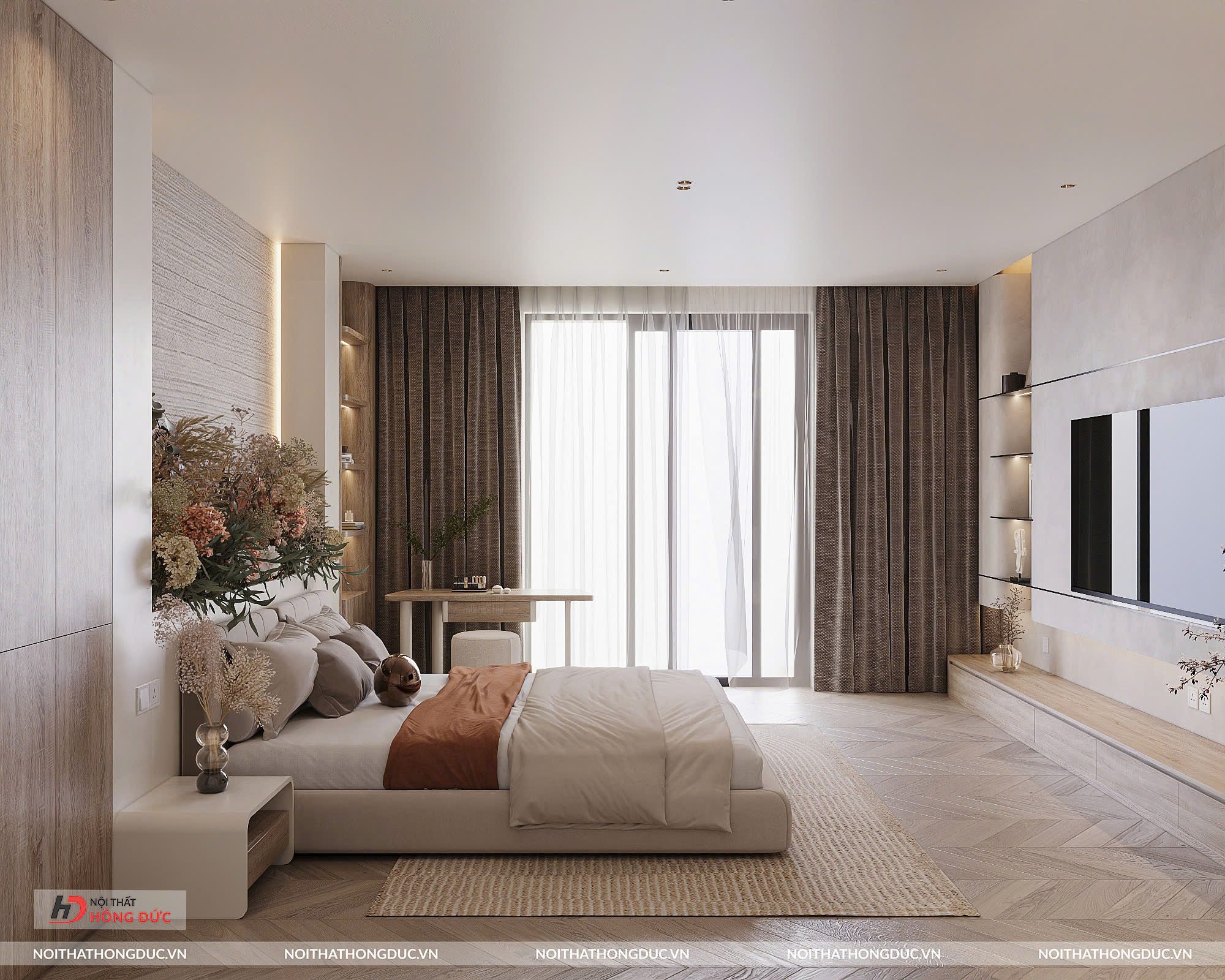 Không Gian Phòng Ngủ Master Phong Cách Wabi Sabi