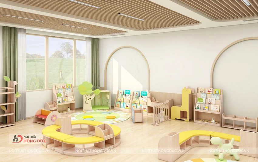 Không gian vui chơi trong nhà trẻ mầm non