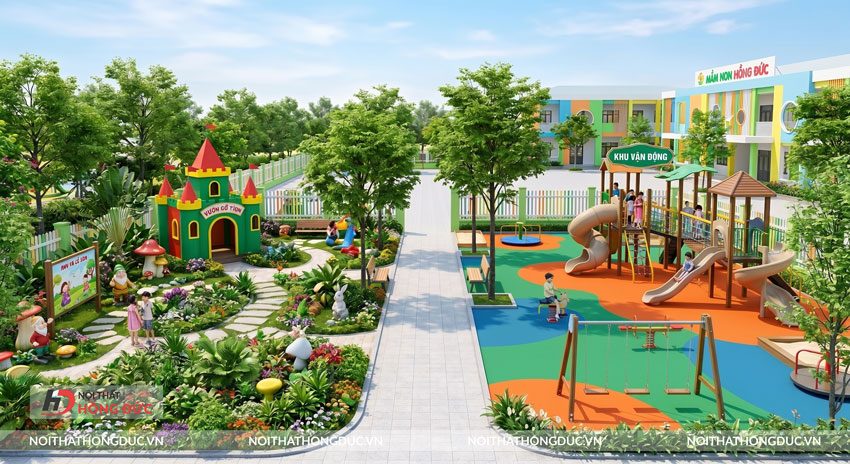 Thiết kế khu vui chơi mầm non: Quy chuẩn vườn cổ tích và Khu vận động