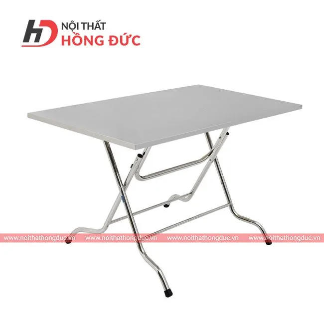 Bàn ăn inox 4 chỗ HBA06 mặt chữ nhật, chân inox bắt chéo