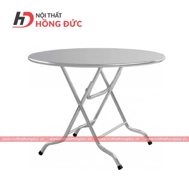 Bàn ăn inox mặt tròn HBA07, chân inox bắt chéo
