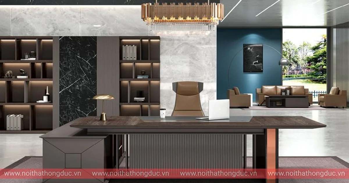 Bàn giám đốc LUX-B04 cỡ lớn kê trong phòng làm việc rộng rãi