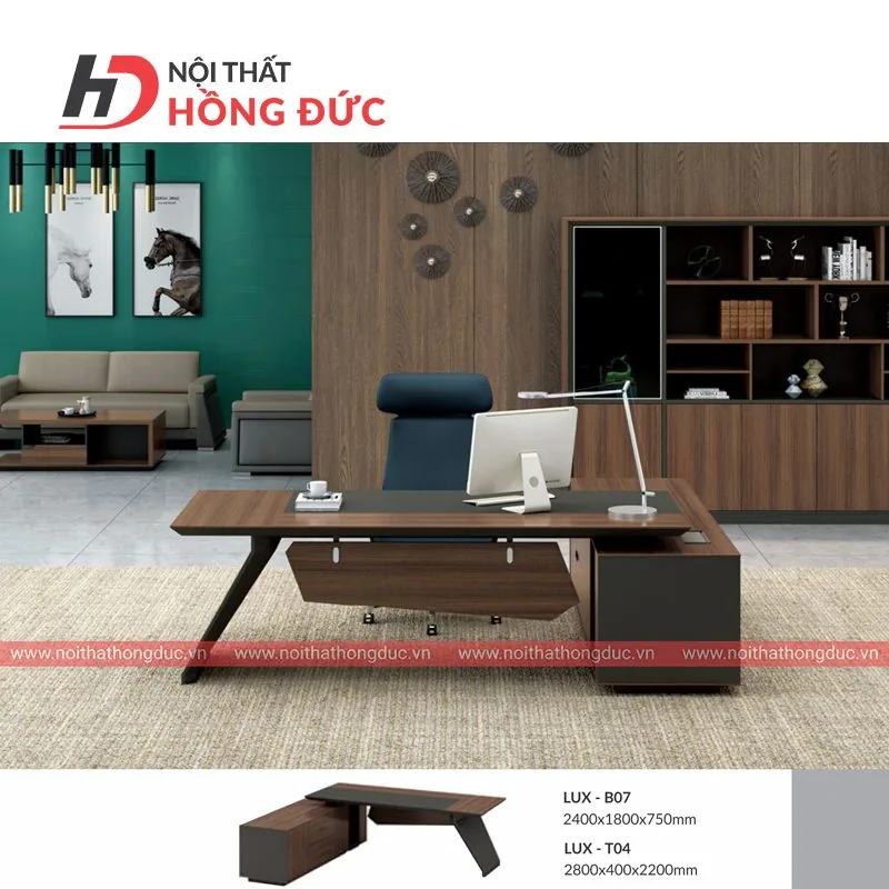 Bàn giám đốc LUX-B07 đặt trong phòng làm việc trang trọng