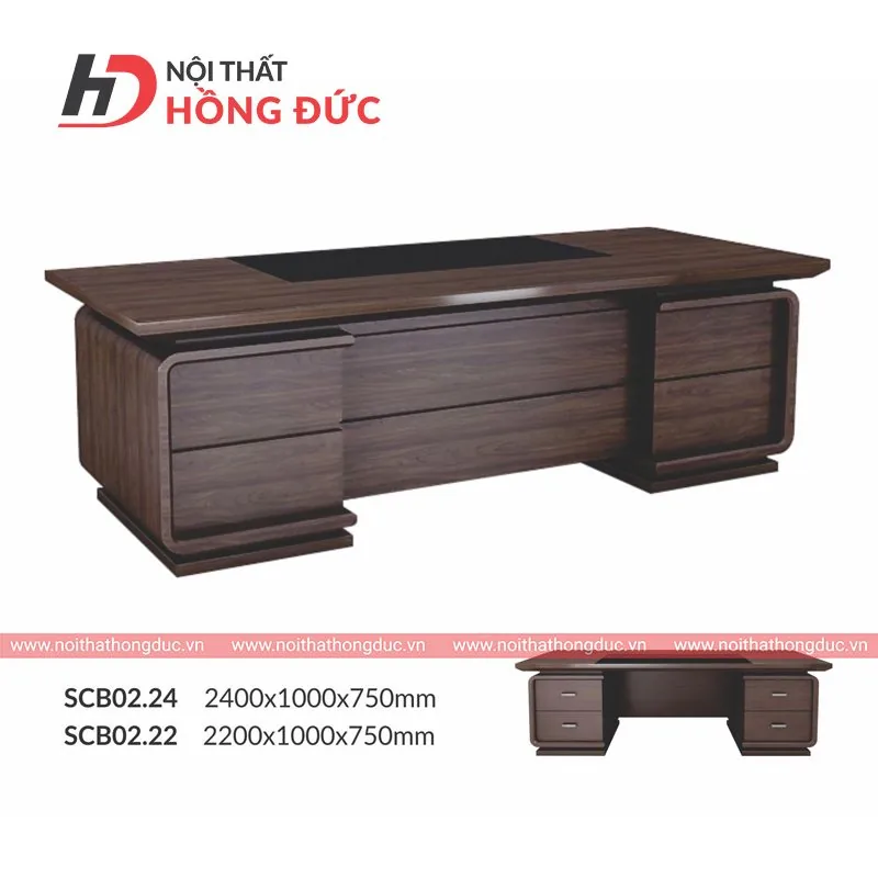 Bàn giám đốc SCB02, hai cỡ 2400 và 2200 mm