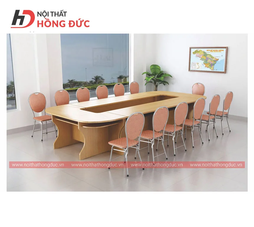 Bàn họp hội đồng mã HVP09A kiểu liền khối, kê giữa phòng