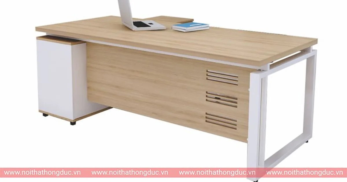 Bàn làm việc MSB02 chữ L, chân sắt sơn trắng
