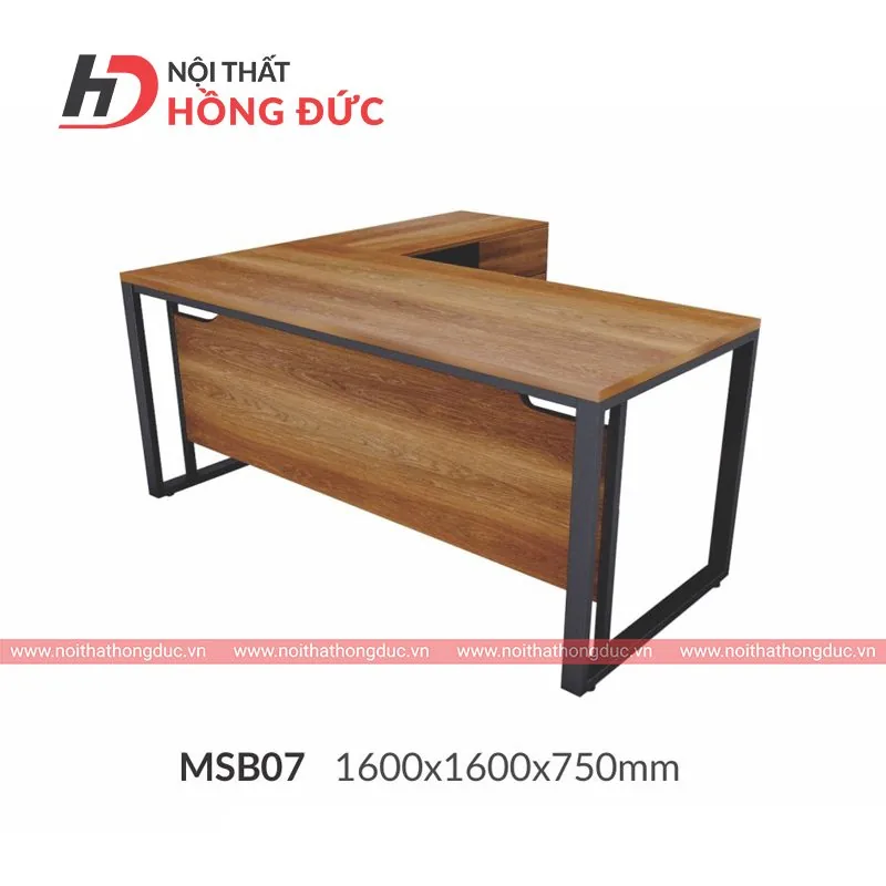 Bàn làm việc MSB07 khung chân sắt sơn đen, mặt gỗ công nghiệp