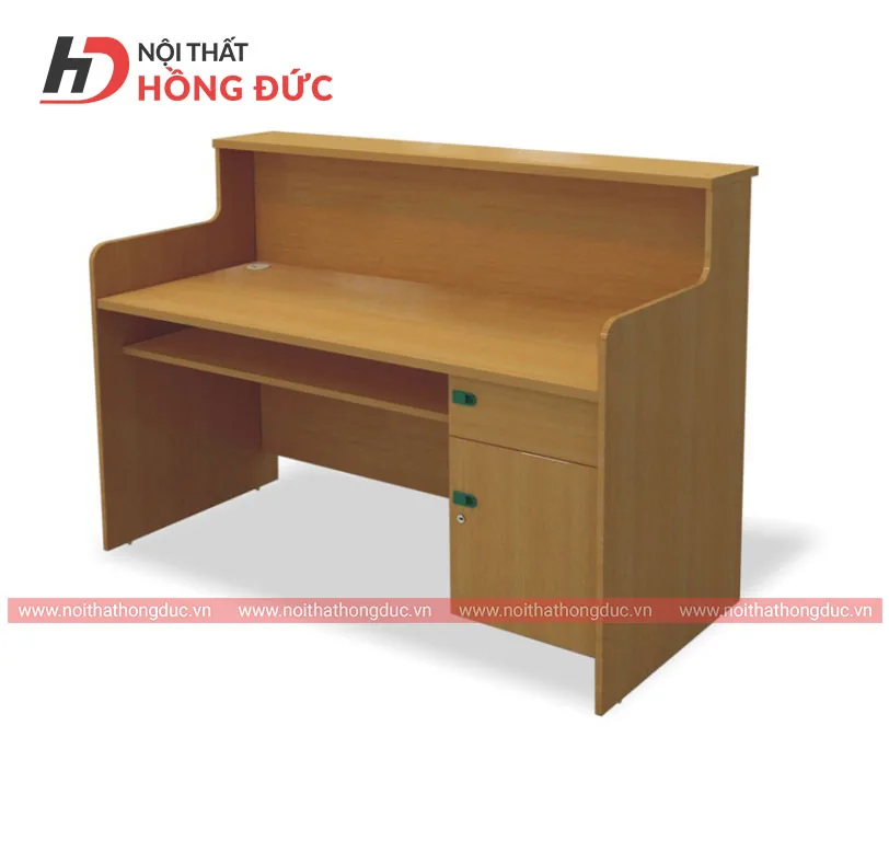 Bàn thủ thư HTV02 gỗ công nghiệp, mặt quầy cao phía trước