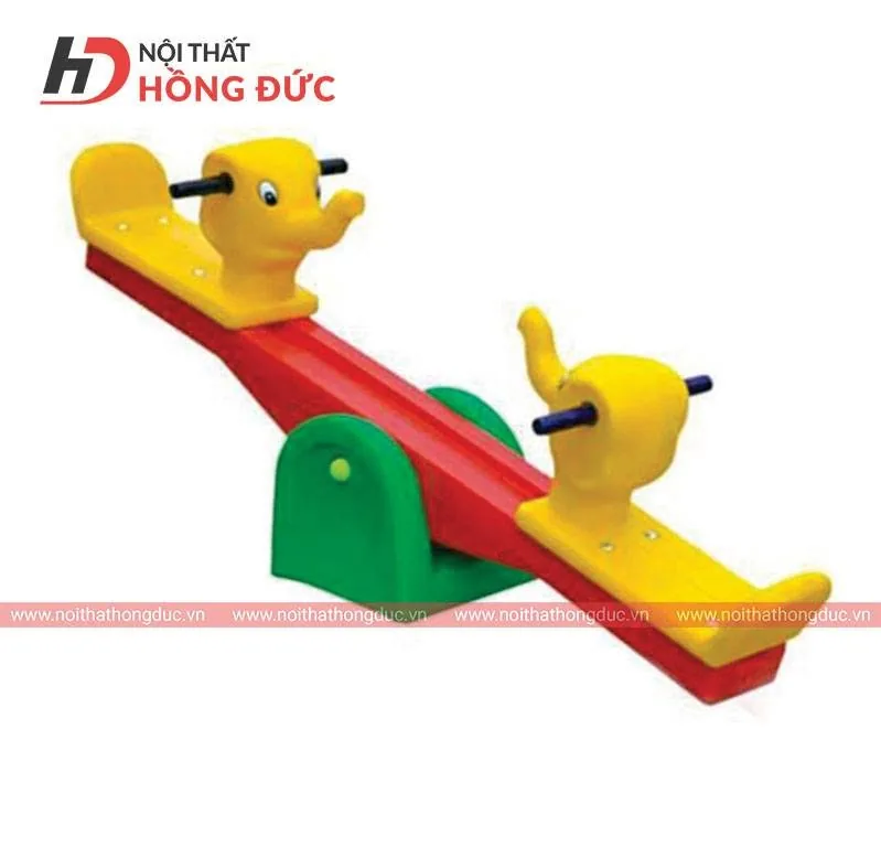 Bập bênh tạo hình con vịt, thân nhựa hai đầu trên khung sắt sơn