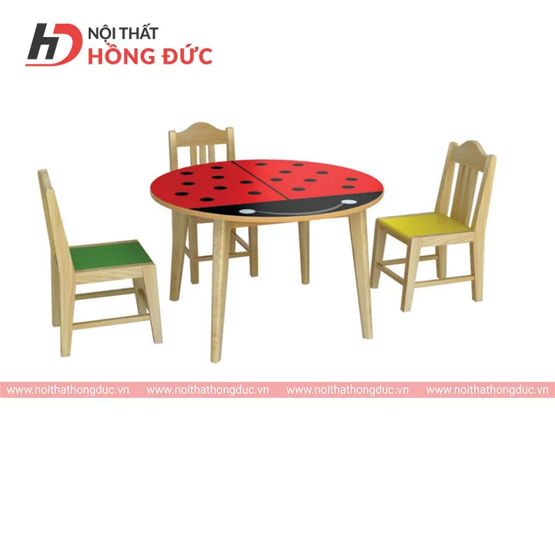 Bộ bàn ghế mầm non gỗ ghép thanh HMN01L