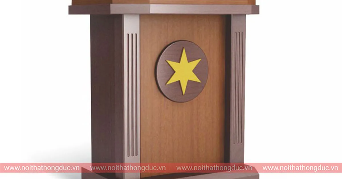 Bục phát biểu gỗ tự nhiên mã HNS05 chụp chính diện