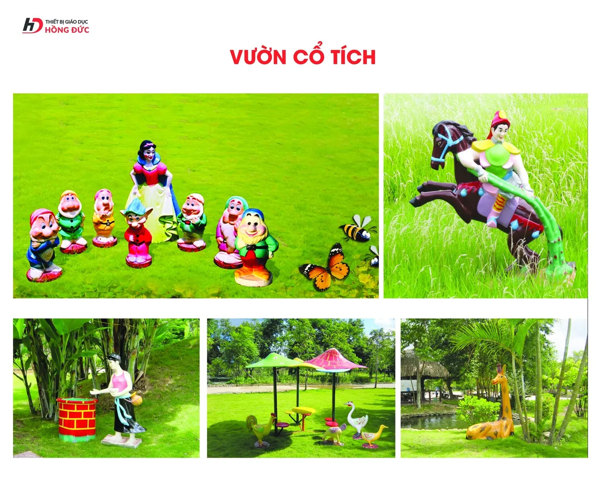 Các mẫu tượng trang trí vườn cổ tích dùng cho sân trường mầm non