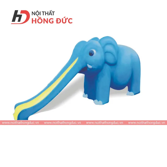 Cầu trượt composite tạo hình con voi, cỡ nhỏ đặt ở góc sân trường