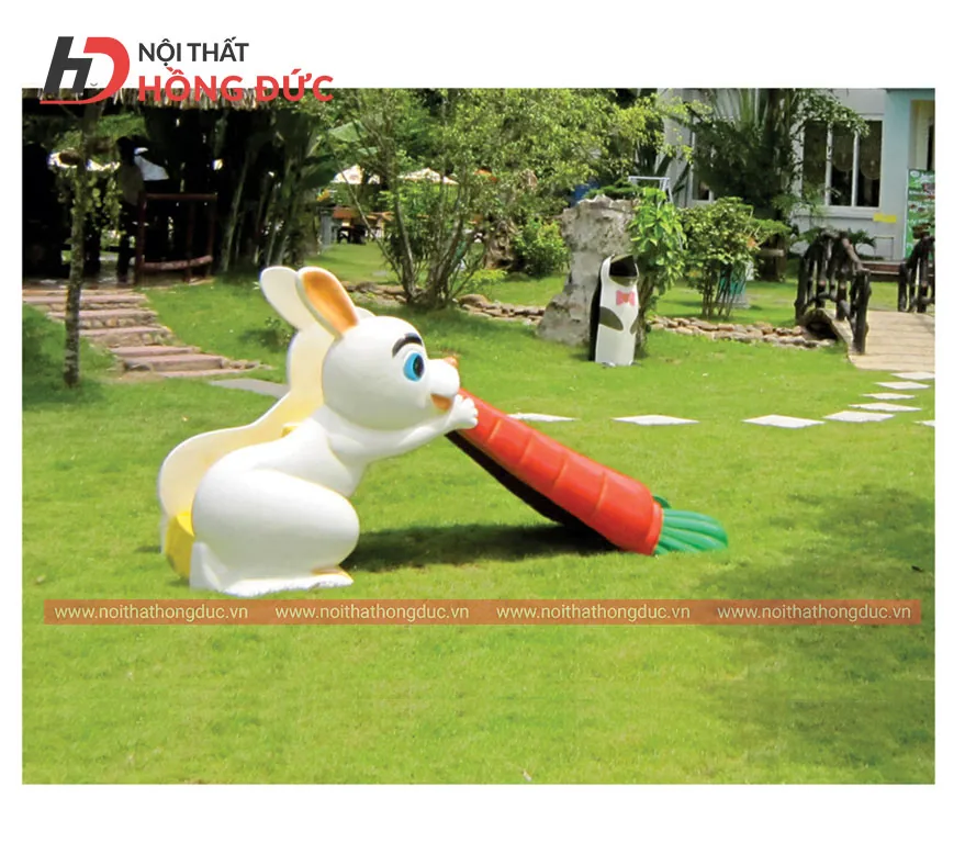 Cầu trượt thỏ và cà rốt HMAY19, thiết bị tầm thấp phù hợp trẻ nhỏ