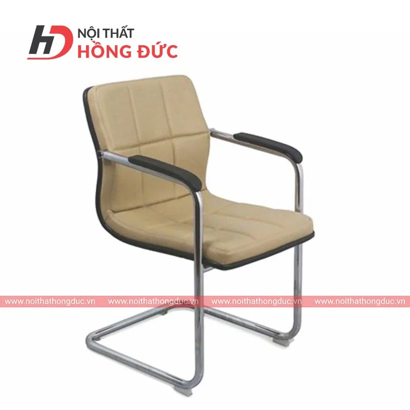 Ghế chân quỳ GQ234 bọc da màu kem, khung chân mạ