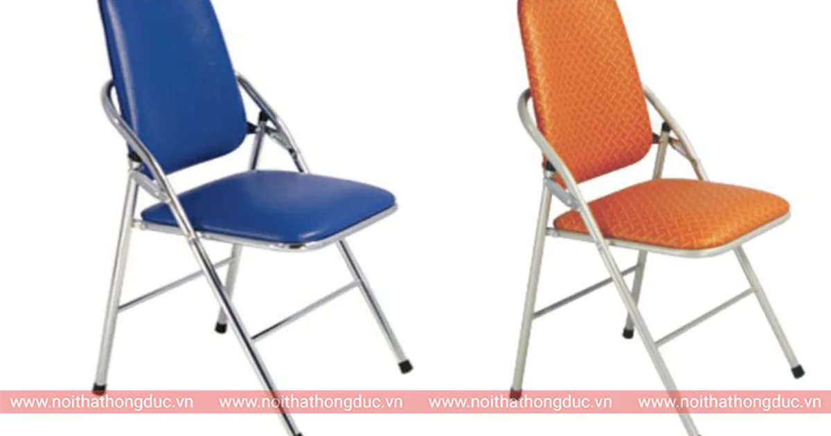 Ghế gấp bọc đệm mã GG04M, khung thép gấp gọn, hai màu xanh và cam