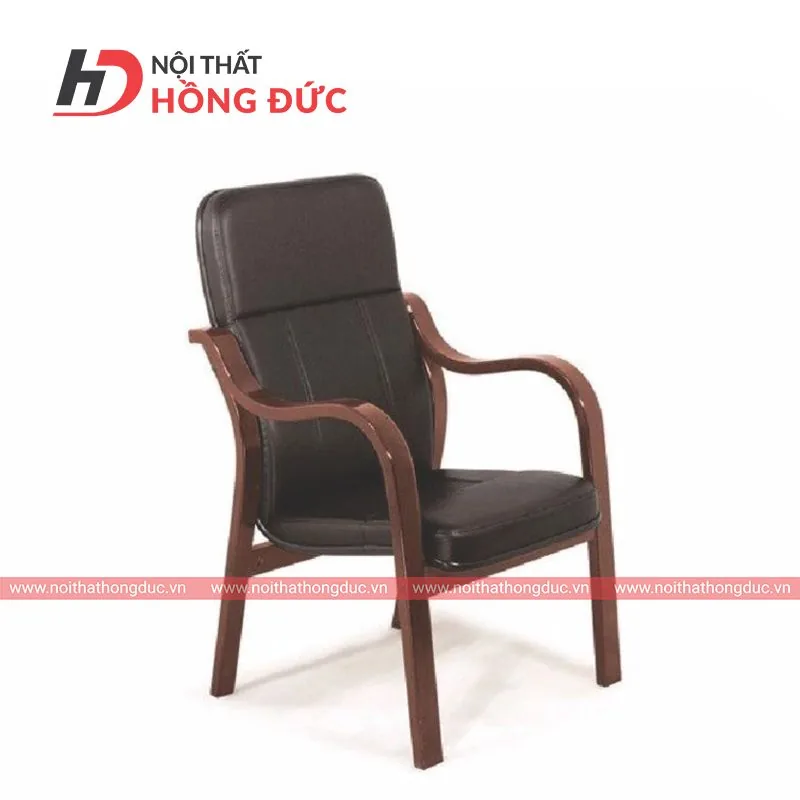 Ghế hội trường GH01 khung gỗ, mặt và tựa bọc giả da màu đen