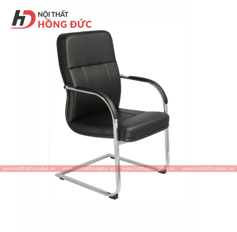 Ghế phòng họp chân quỳ GQ04M bọc da đen