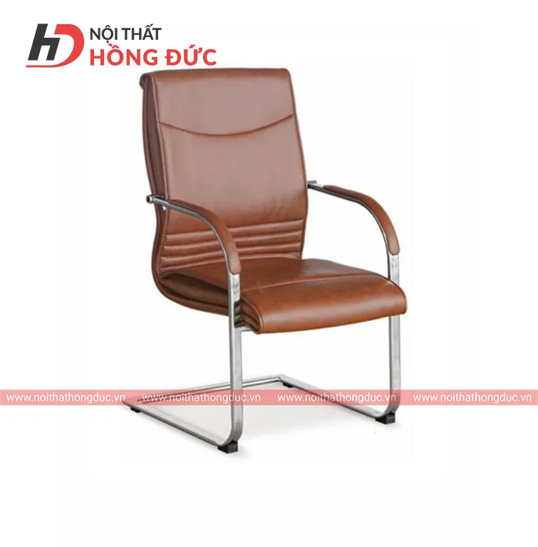 Ghế phòng họp chân quỳ HGQ04BM bọc da màu nâu