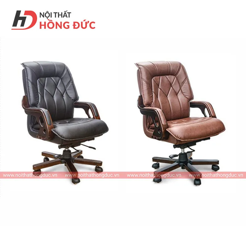 Ghế xoay lãnh đạo bọc da, hai màu đen và nâu