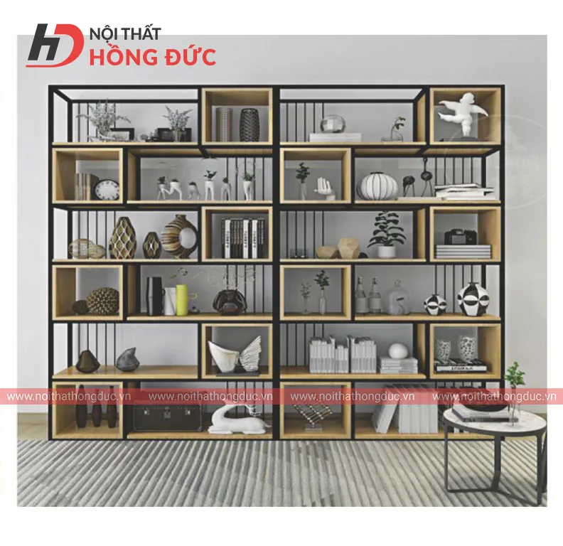 Giá kệ trang trí HGTK06 khung sắt đen, khổ lớn nhiều ô