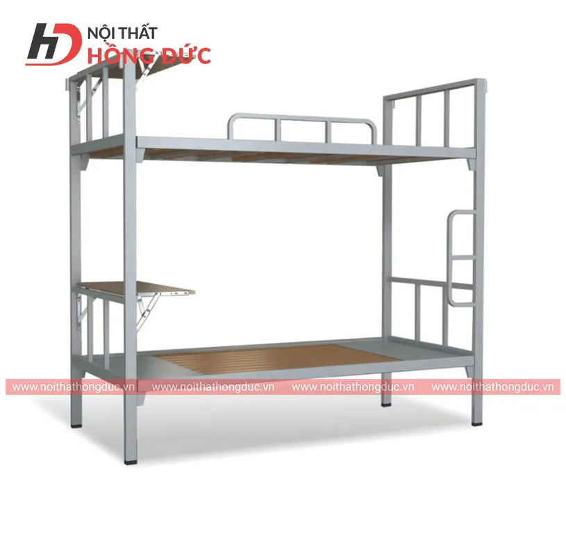 Giường tầng HGT02 có giá làm bàn học gấp gọn ở đầu giường