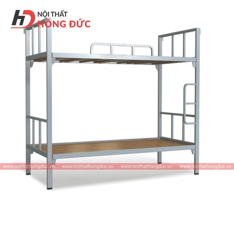 Giường tầng ký túc xá HGT01 khung sắt sơn tĩnh điện, chụp nghiêng thấy rõ kết cấu khung
