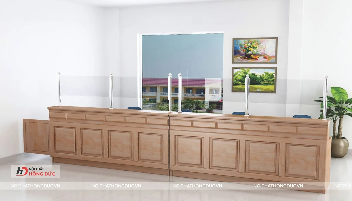 Mặt bàn một cửa với chỗ đặt máy tính và khay hồ sơ
