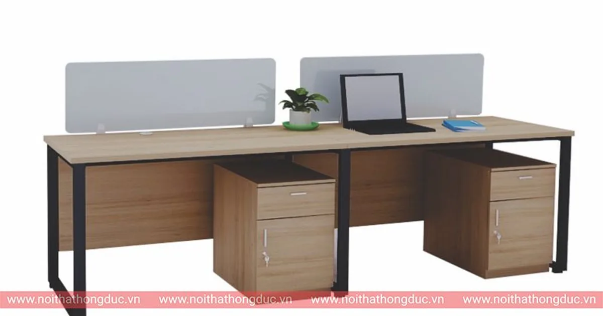 Module bàn làm việc MD05 có vách ngăn và hộc tủ