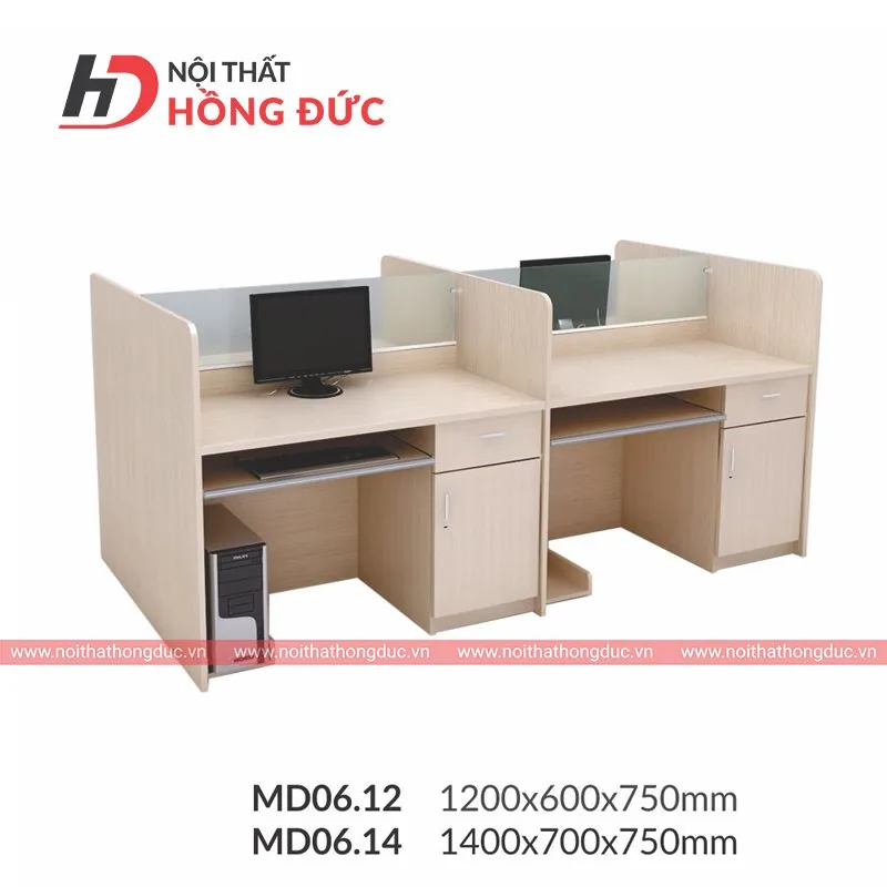 Module bàn làm việc MD06 hai chỗ có vách ngăn
