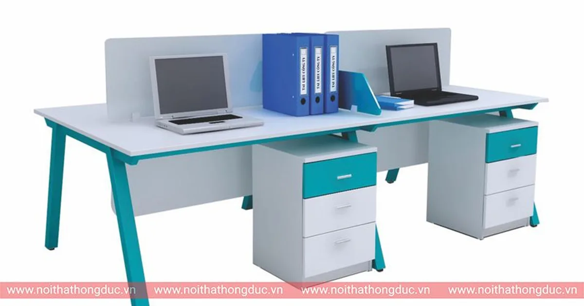 Module bàn làm việc MD07 có vách ngăn và hộc tủ