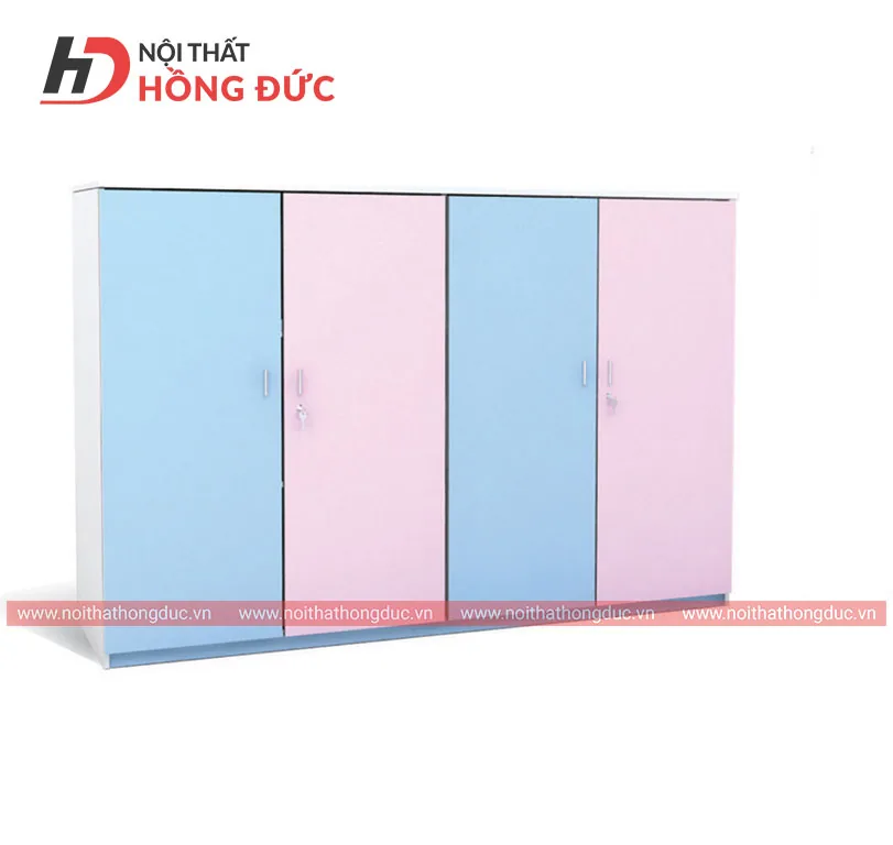 Tủ đựng chăn màn chiếu HMN48A hai buồng cánh mở, màu xanh hồng